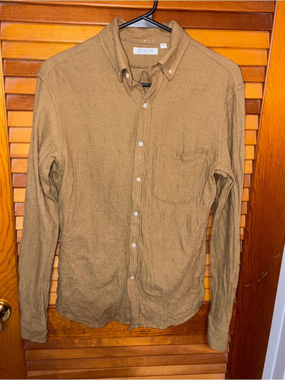 Gustin Men’s Button Up Shirt, gold/tan - size small